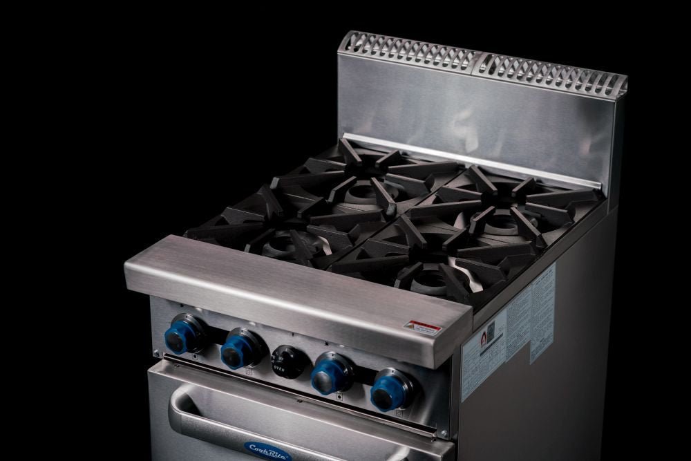 CookRite Freestanding Gas Stove 4 Burners Cooktop With Oven AT80G4B - O - Commercial Kitchen Appliances