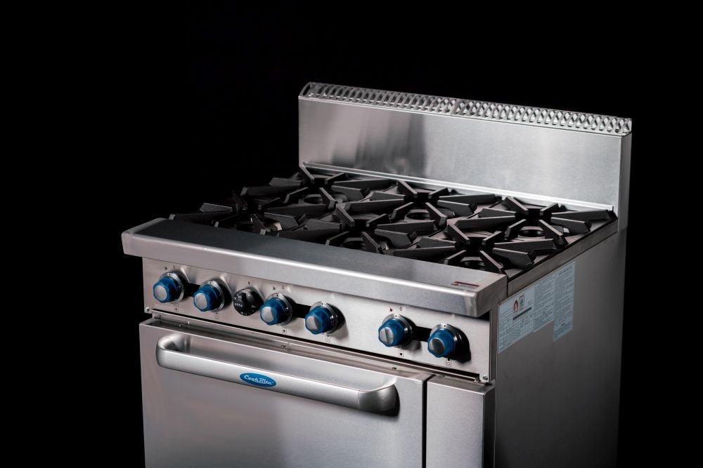 CookRite Freestanding Gas Stove 6 Burners Cooktop With Oven AT80G6B - O - Commercial Kitchen Appliances