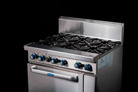 CookRite Freestanding Gas Stove 6 Burners Cooktop With Oven AT80G6B - O - Commercial Kitchen Appliances
