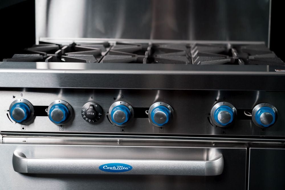 CookRite Freestanding Gas Stove 6 Burners Cooktop With Oven AT80G6B - O - Commercial Kitchen Appliances