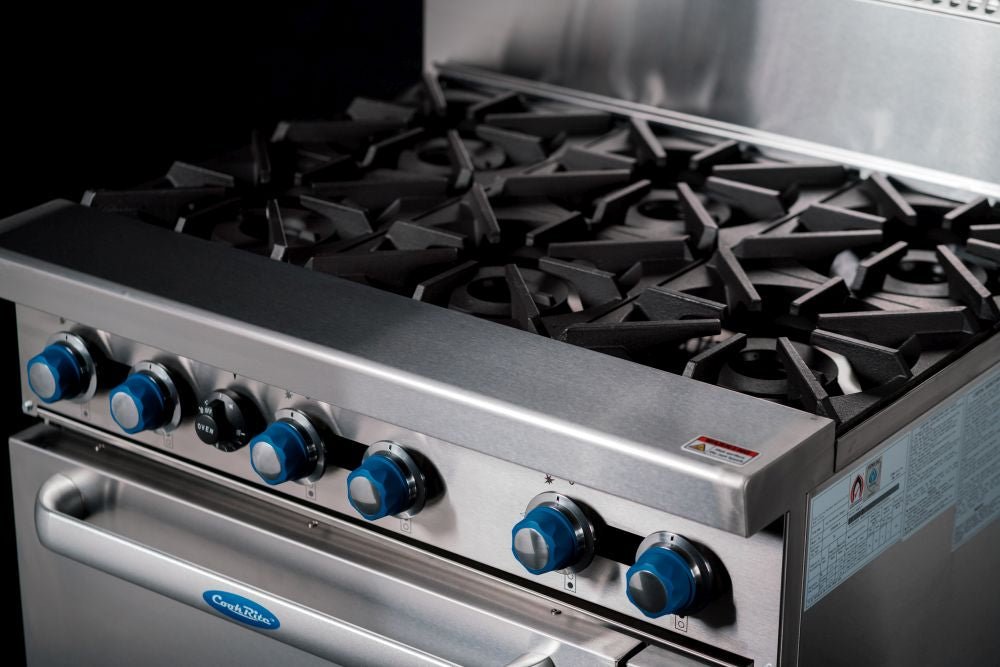 CookRite Freestanding Gas Stove 6 Burners Cooktop With Oven AT80G6B - O - Commercial Kitchen Appliances