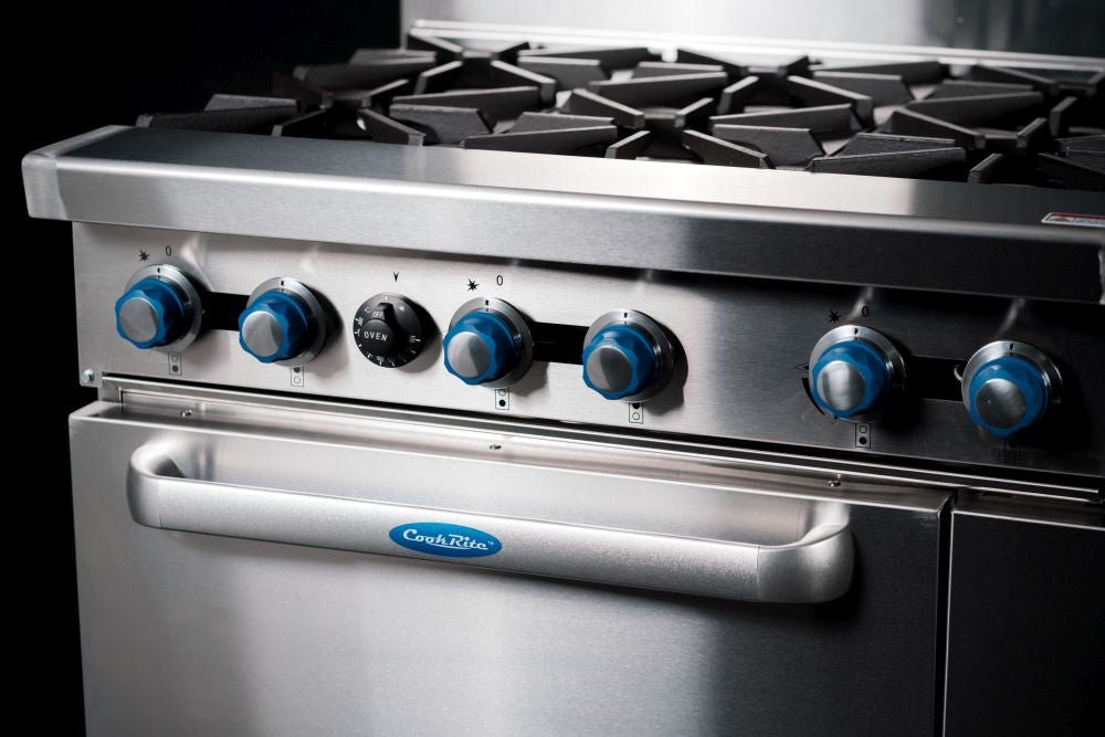 CookRite Freestanding Gas Stove 6 Burners Cooktop With Oven AT80G6B - O - Commercial Kitchen Appliances