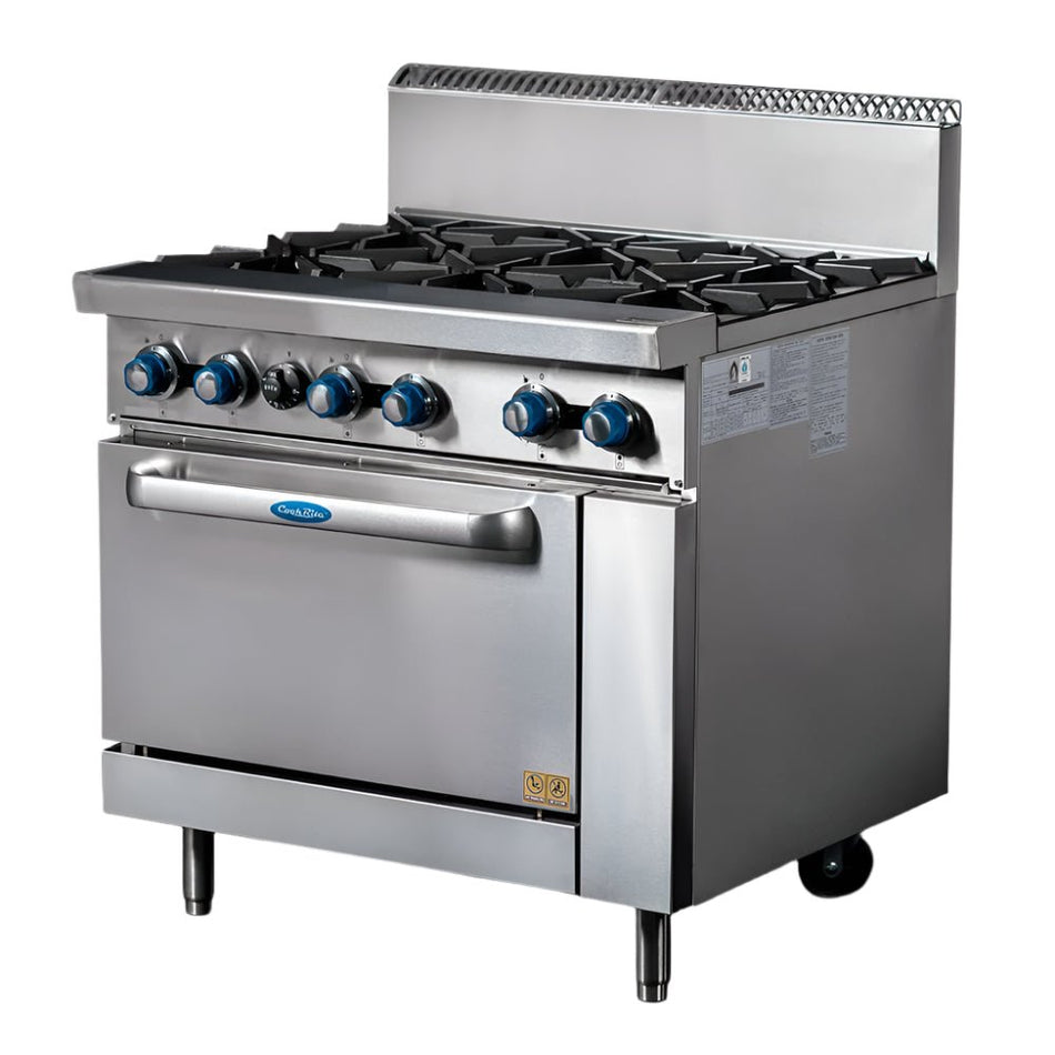 CookRite Freestanding Gas Stove 6 Burners Cooktop With Oven AT80G6B - O - Commercial Kitchen Appliances