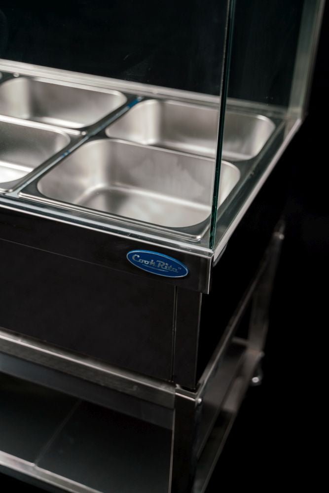 CookRite CRB-8 hot food display — rear view with power connection