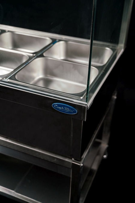 CookRite CRB-8 hot food display — rear view with power connection