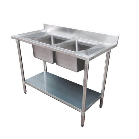 Modular Systems Economic 304 Grade SS Centre Double Sink Bench 1200x600x900 with two 400x400x250 sinks 1200 - 6 - DSBC - Commercial Kitchen Appliances