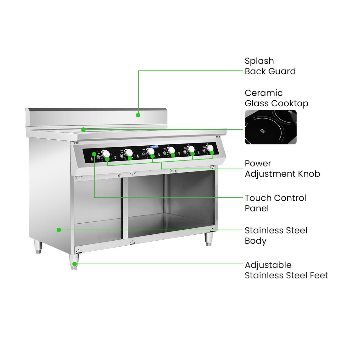 ElectMAX 700 Series Induction 6 - Burner Cooker with Splashback EIC7 - 1200P - Commercial Kitchen Appliances