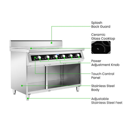 ElectMAX 700 Series Induction 6 - Burner Cooker with Splashback EIC7 - 1200P - Commercial Kitchen Appliances