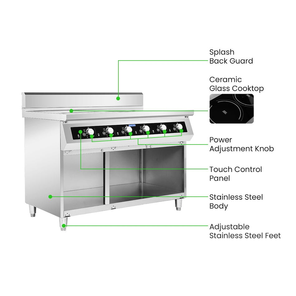 ElectMAX 700 Series Induction 6 - Burner Cooker with Splashback EIC7 - 1200P - Commercial Kitchen Appliances