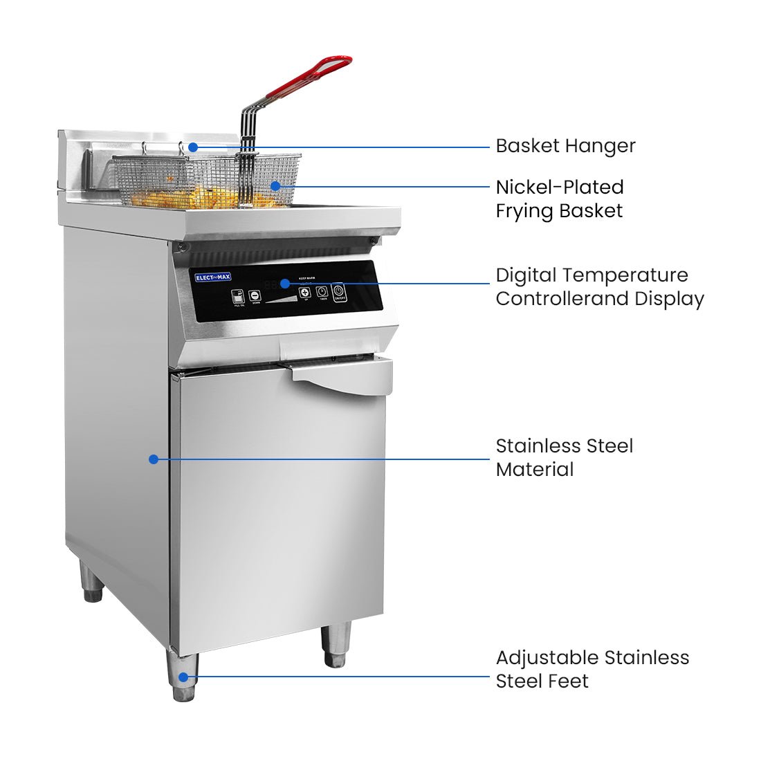 ElectMAX 700 Series Induction Single Fryer with Splashback IFS7 - 30L - Commercial Kitchen Appliances