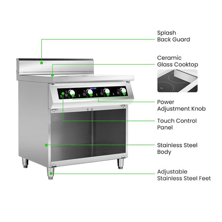 ElectMax 900 Series Induction 4 Buner Cooker with Splashback EIC9 - 800P - Commercial Kitchen Appliances