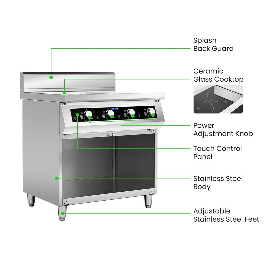 ElectMax 900 Series Induction 4 Buner Cooker with Splashback EIC9 - 800P - Commercial Kitchen Appliances