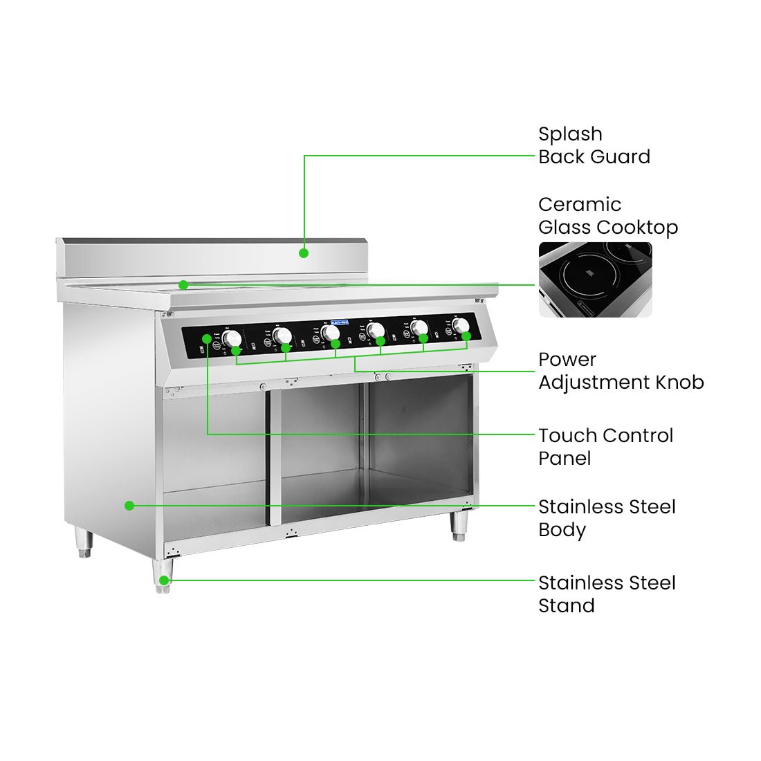 ElectMax 900 Series Induction 6 Buner Cooker with Splashback EIC9 - 1200P - Commercial Kitchen Appliances