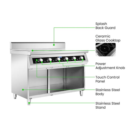 ElectMax 900 Series Induction 6 Buner Cooker with Splashback EIC9 - 1200P - Commercial Kitchen Appliances