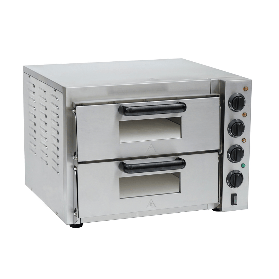 BakerMax Compact Countertop Double Deck Electric Pizza Oven - EP - 2T - Commercial Kitchen Appliances