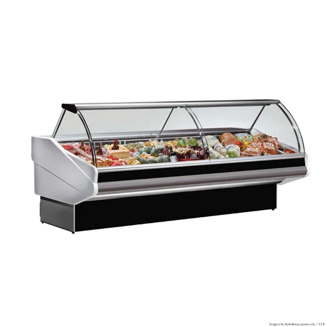 Ex-Showroom: Curved front glass deli display 2020x1140x1260 PAN2000 - PAN2000-NSW1229