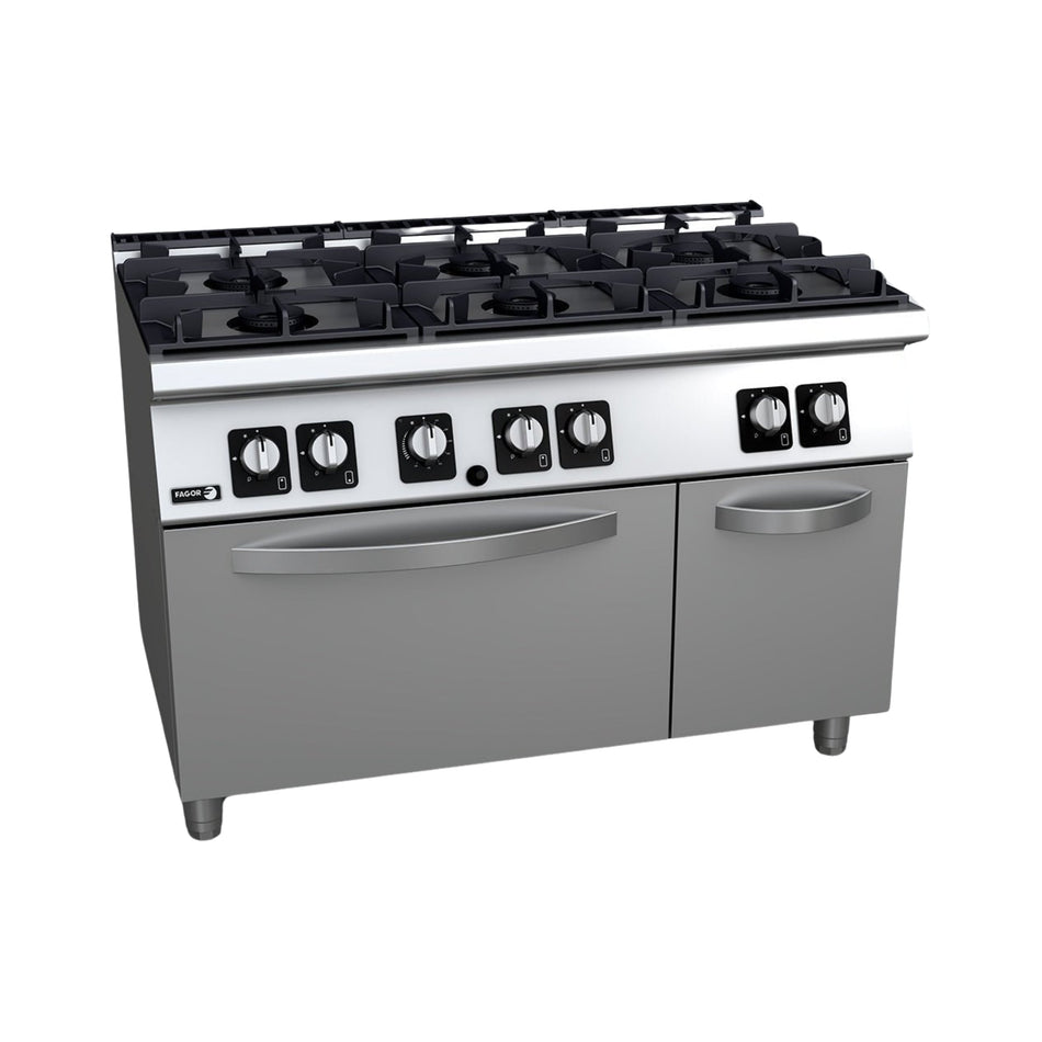 Fagor Kore 700 Series 6 Burner Gas Range With Gas Oven C-G761H - commercial kitchen equipment - C-G761H