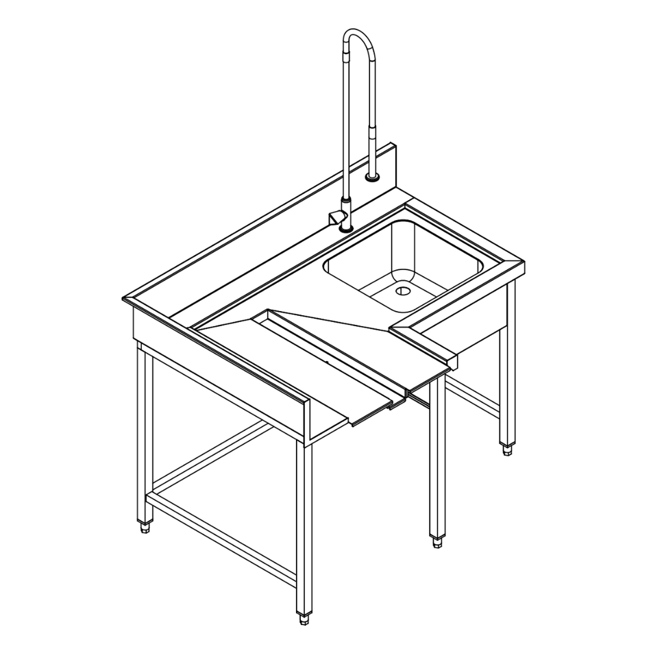 Fagor Pre - Rinsing Sink Bench W/ Introductor Of Baskets MCFD - 1000D - Commercial Kitchen Appliances