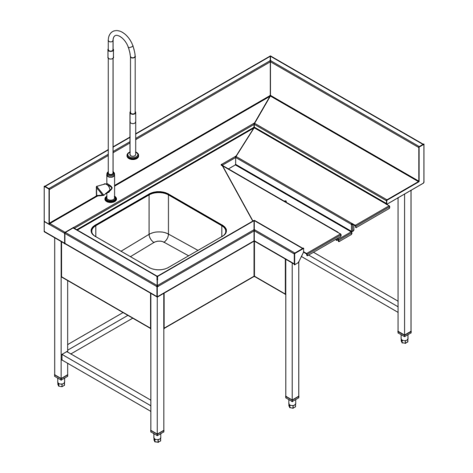 Fagor Pre - Rinsing Sink Bench W/ Introductor Of Baskets MCFD - 1000I - Commercial Kitchen Appliances