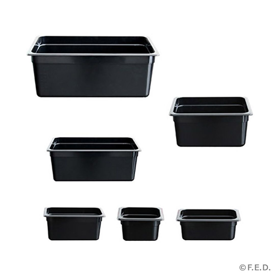 F.E.D JW-P122B black polypropylene 1/2 GN pan — top view