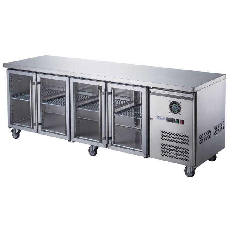 FED - X Four Glass Door Bench Fridge XUB7C22G4V - Commercial Kitchen Appliances