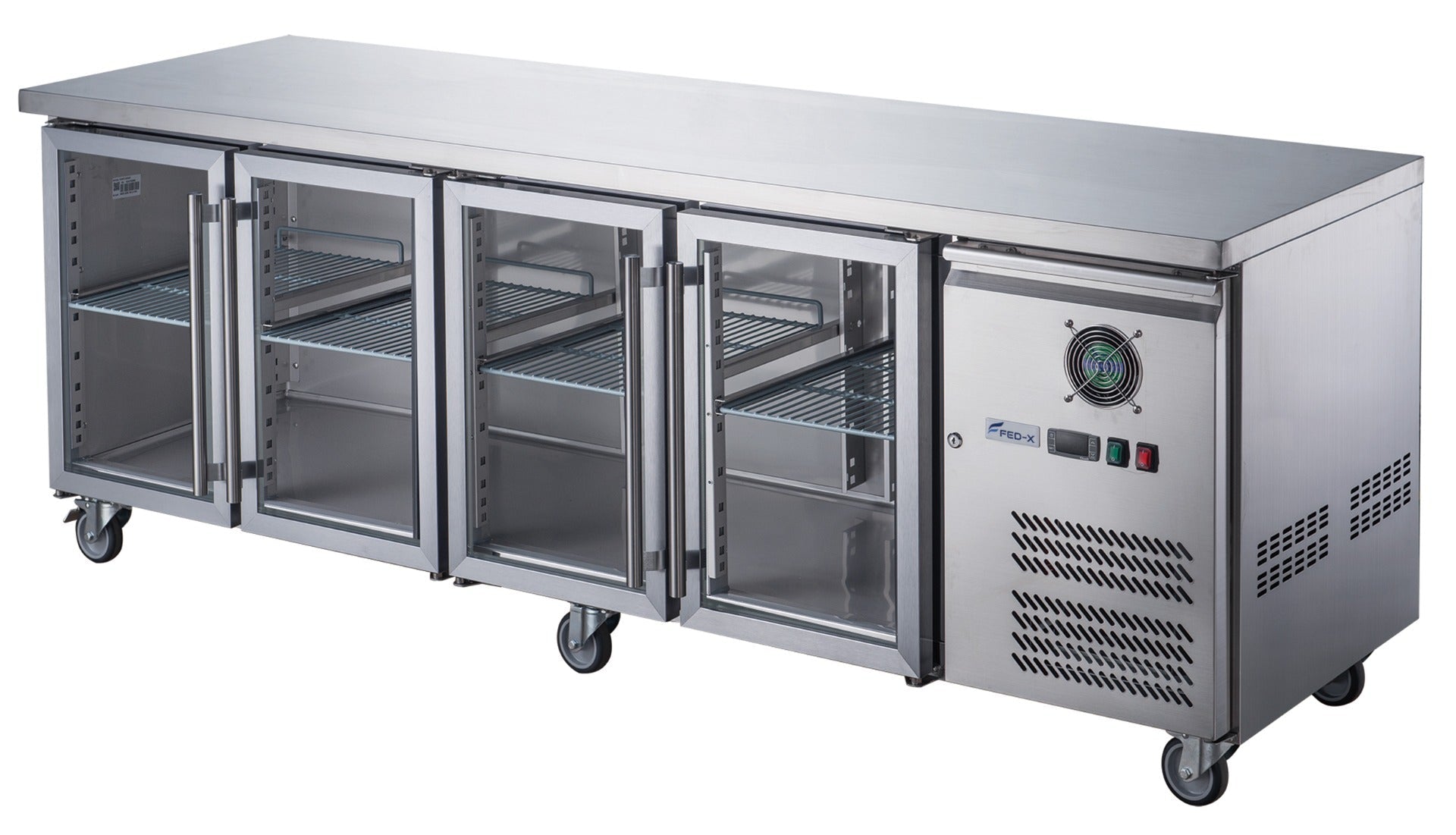 FED - X Four Glass Door Bench Fridge XUB7C22G4V - Commercial Kitchen Appliances