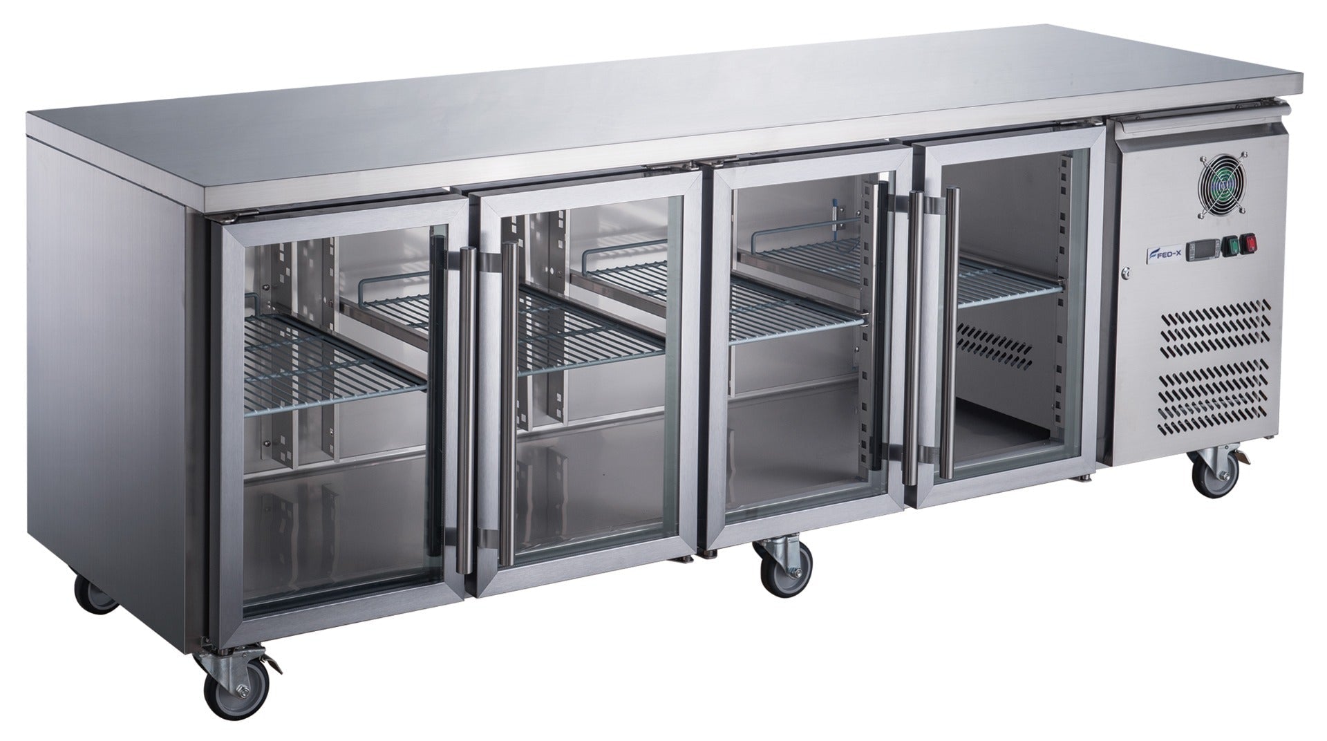 FED - X Four Glass Door Bench Fridge XUB7C22G4V - Commercial Kitchen Appliances