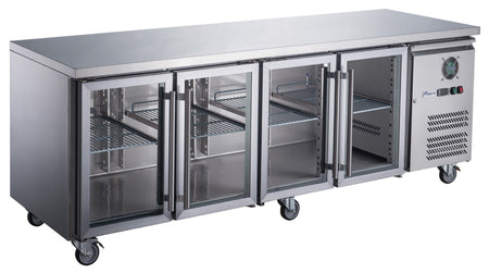 FED - X Four Glass Door Bench Fridge XUB7C22G4V - Commercial Kitchen Appliances