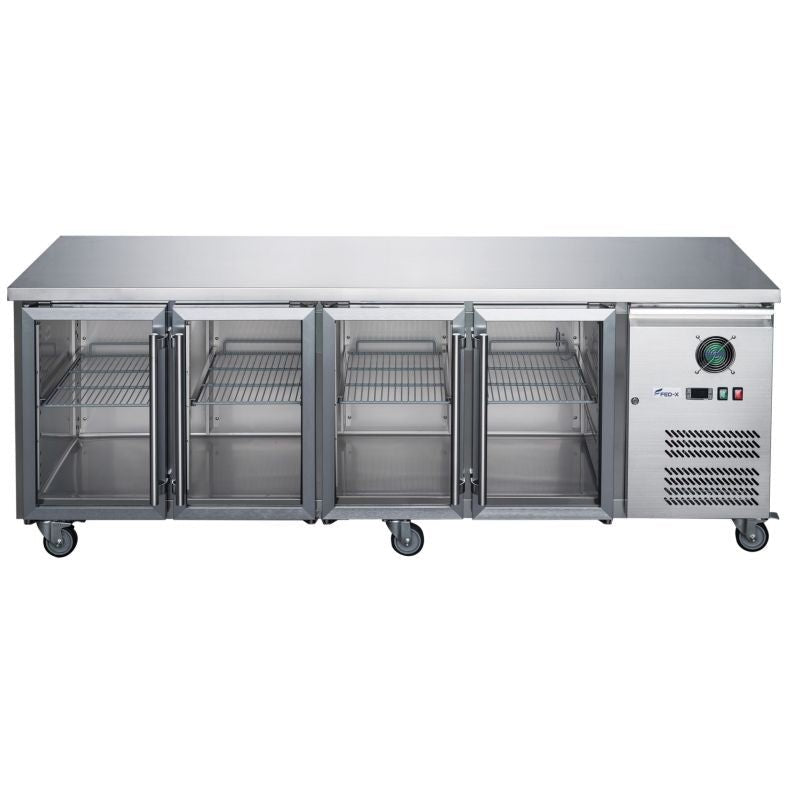FED - X Four Glass Door Bench Fridge XUB7C22G4V - Commercial Kitchen Appliances