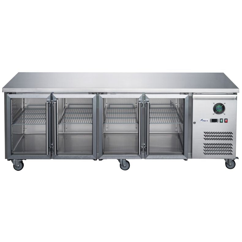 FED-X Four Glass Door Bench Fridge XUB7C22G4V - XUB7C22G4V