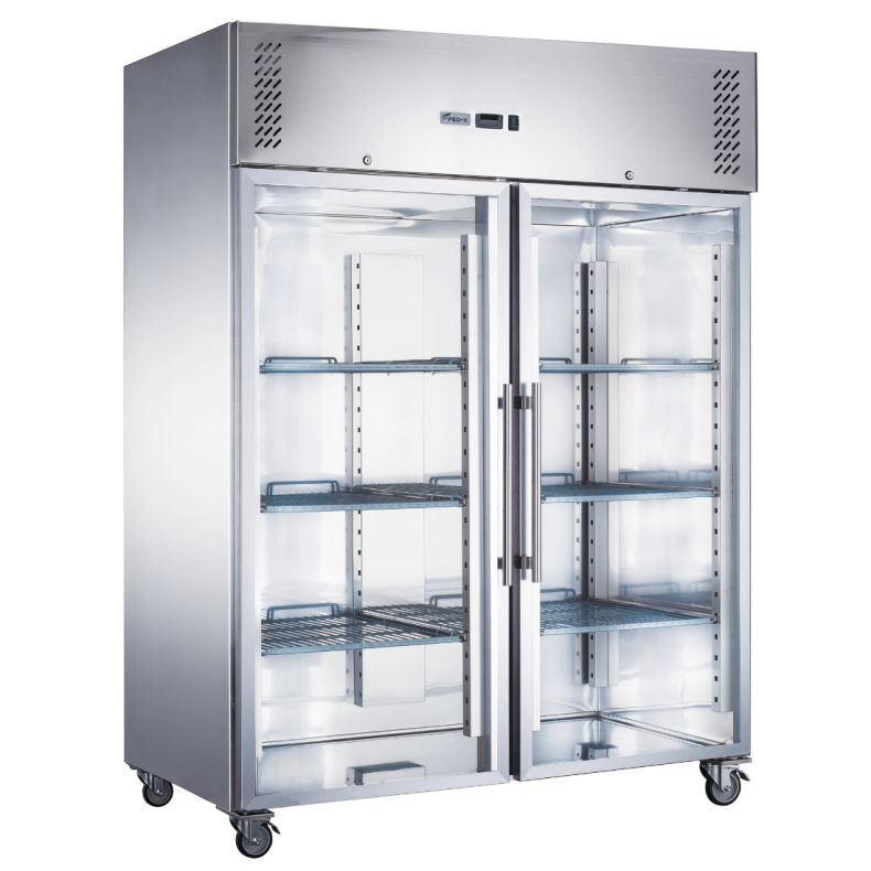 FED-X S/S Two Full Glass Door Upright Freezer XURF1200G2V - XURF1200G2V