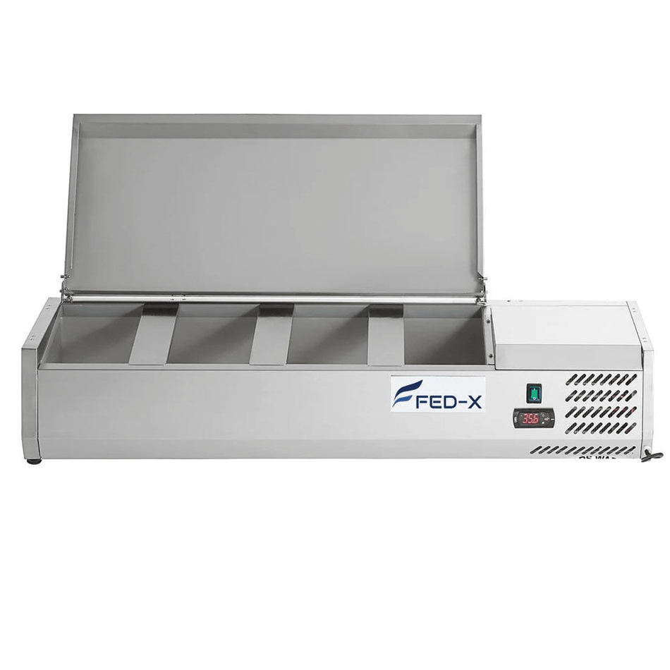 FED - X Salad Bench With Stainless Steel Lid XVRX1200/380S - Commercial Kitchen Appliances