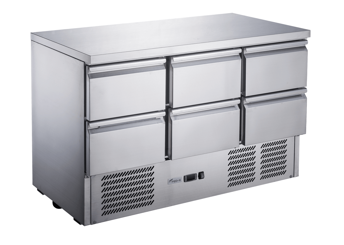 FED - X Six Drawer Compact Workbench Fridge XGNS1300 - 6D - Commercial Kitchen Appliances