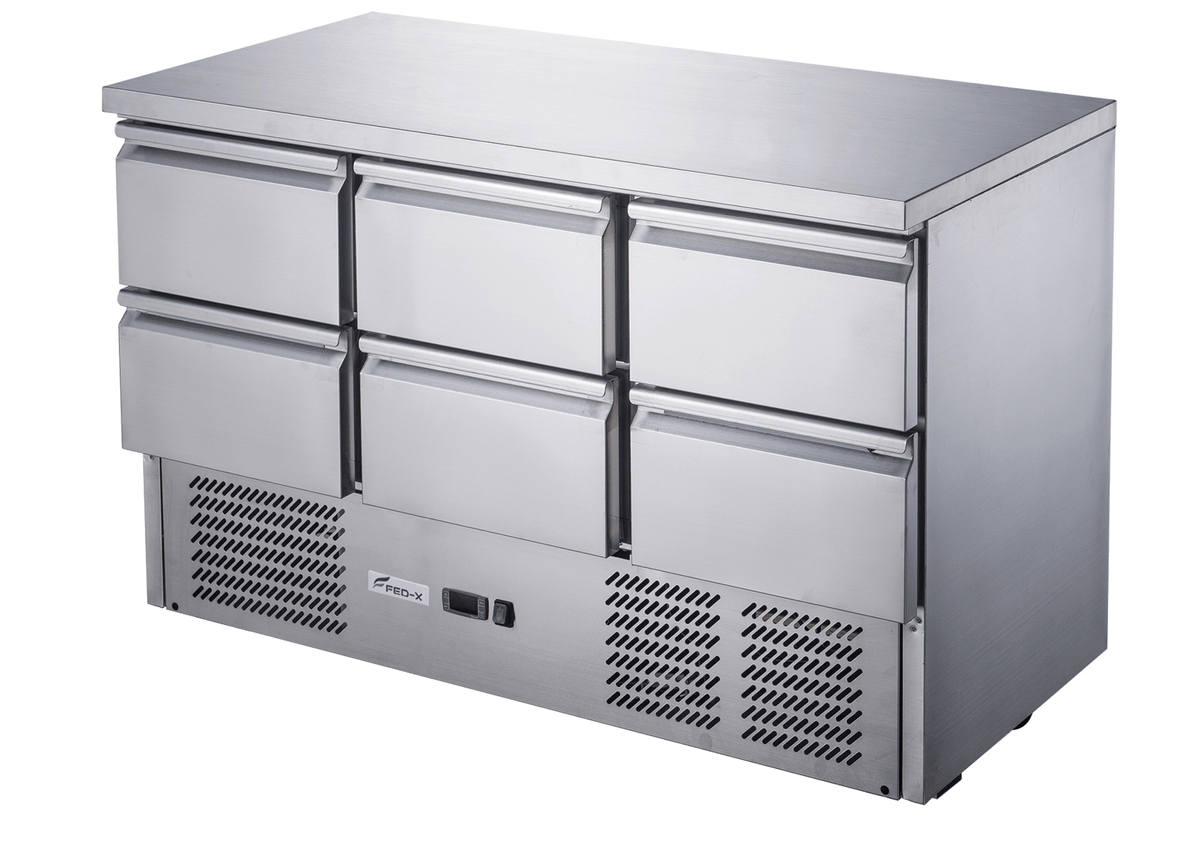 FED - X Six Drawer Compact Workbench Fridge XGNS1300 - 6D - Commercial Kitchen Appliances
