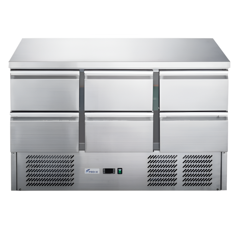FED-X Six Drawer Compact Workbench Fridge XGNS1300-6D - XGNS1300-6D