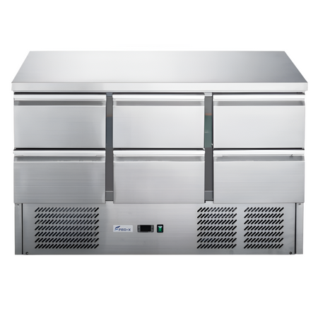 FED-X Six Drawer Compact Workbench Fridge XGNS1300-6D - XGNS1300-6D