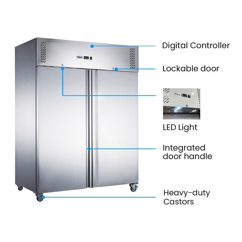 FED - X S/S Double Door Upright Fridge 1200L XURC1200SFV - Commercial Kitchen Appliances
