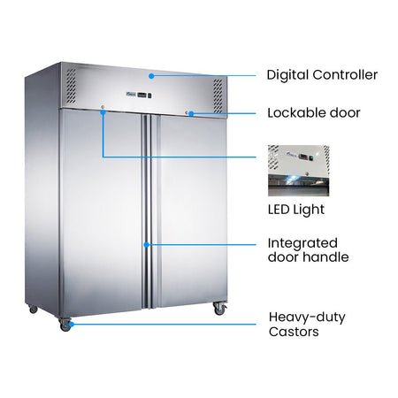 FED - X S/S Double Door Upright Fridge 1200L XURC1200SFV - Commercial Kitchen Appliances