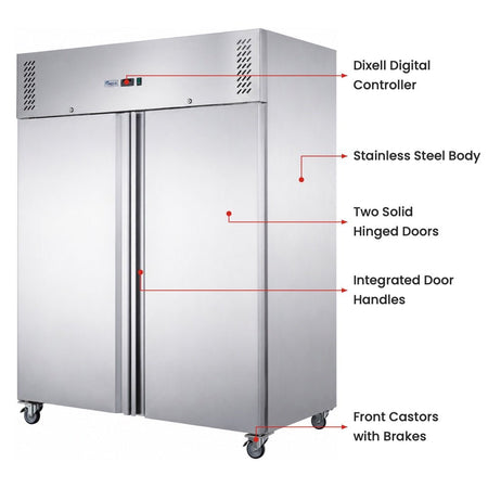 FED-X S/S Double Door Upright Storage Freezer 1236L - XURF1200SFV - Commercial Kitchen Appliances