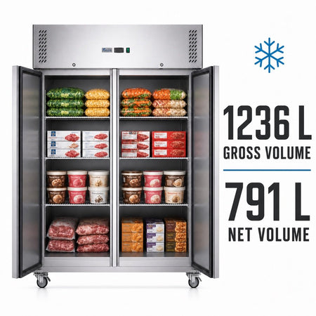 FED-X S/S Double Door Upright Storage Freezer 1236L - XURF1200SFV - Commercial Kitchen Appliances