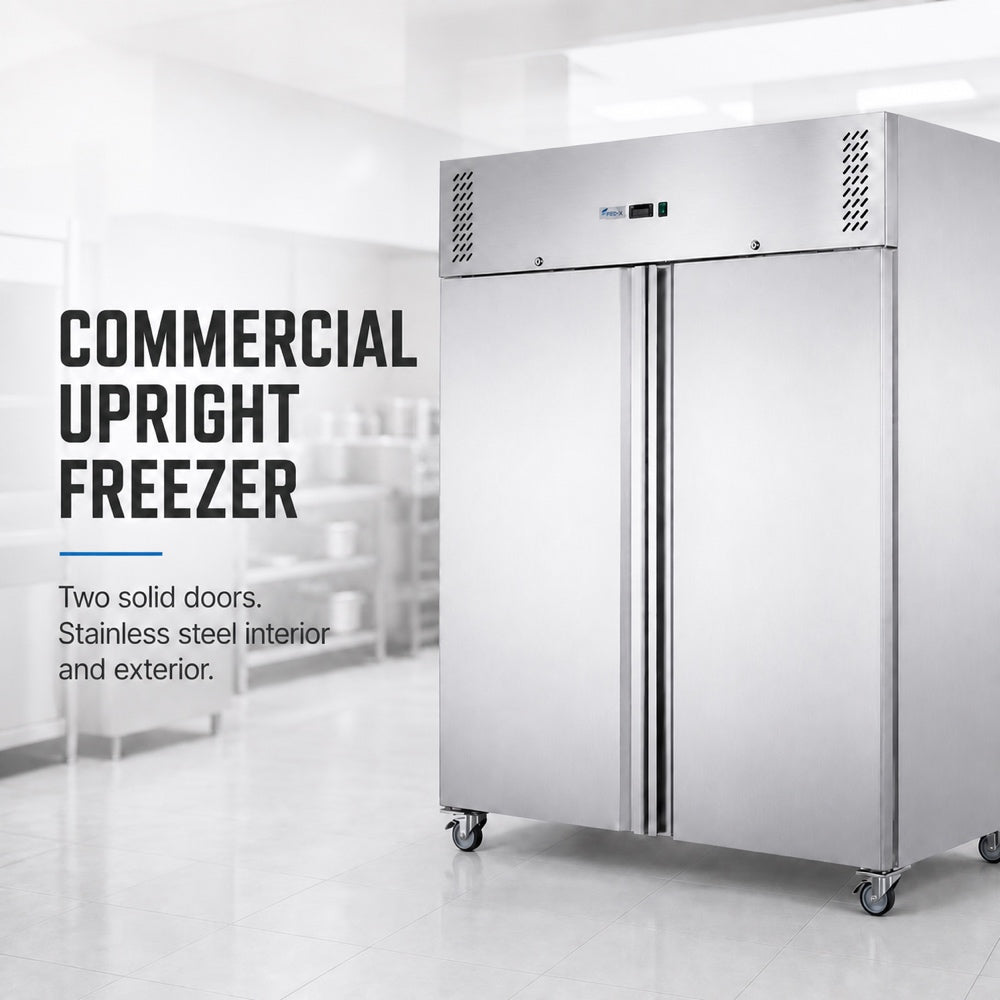FED-X S/S Double Door Upright Storage Freezer 1236L - XURF1200SFV - Commercial Kitchen Appliances