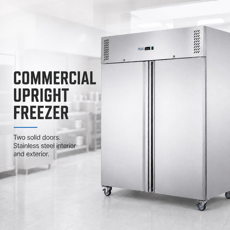 FED-X S/S Double Door Upright Storage Freezer 1236L - XURF1200SFV - Commercial Kitchen Appliances