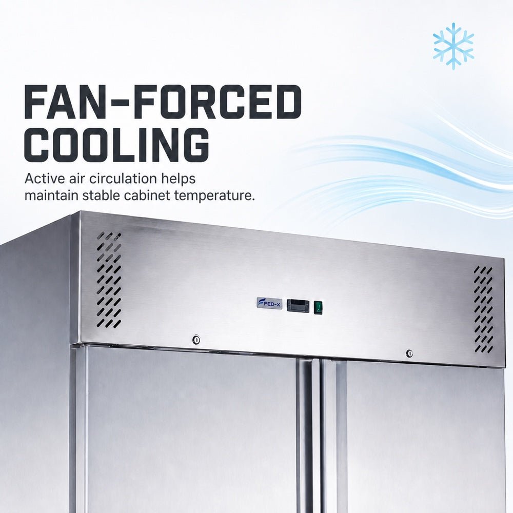 FED-X S/S Double Door Upright Storage Freezer 1236L - XURF1200SFV - Commercial Kitchen Appliances