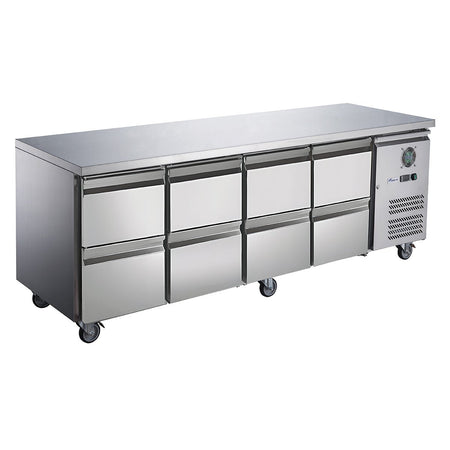 FED - X S/S Eight - Door Bench Fridge with Drawers - XUB7C22S4D - Commercial Kitchen Appliances