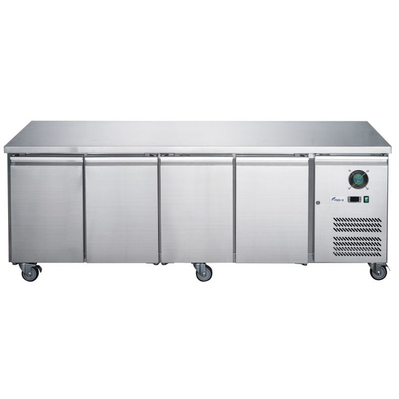 FED - X S/S Four Door Bench Fridge XUB7C22S4V - Commercial Kitchen Appliances