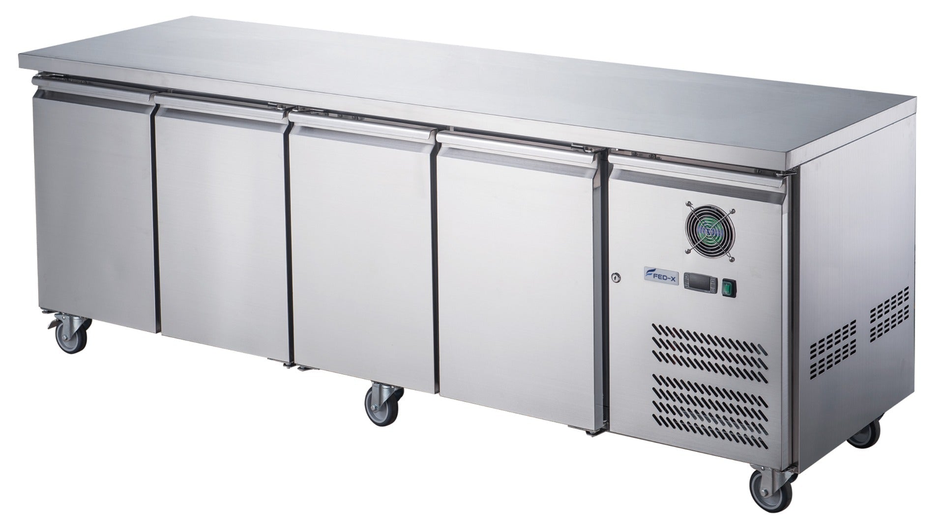 FED - X S/S Four Door Bench Fridge XUB7C22S4V - Commercial Kitchen Appliances