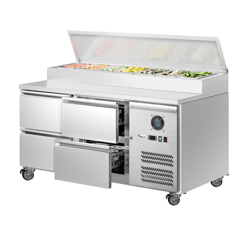 FED - X S/S Four Drawer Sandwich Counter XSS7C13S2V - 4D - Commercial Kitchen Appliances