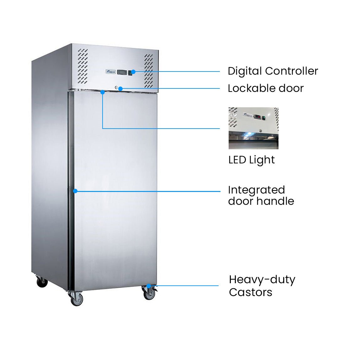 FED - X S/S Single Door Upright Freezer XURF600SFV - Commercial Kitchen Appliances
