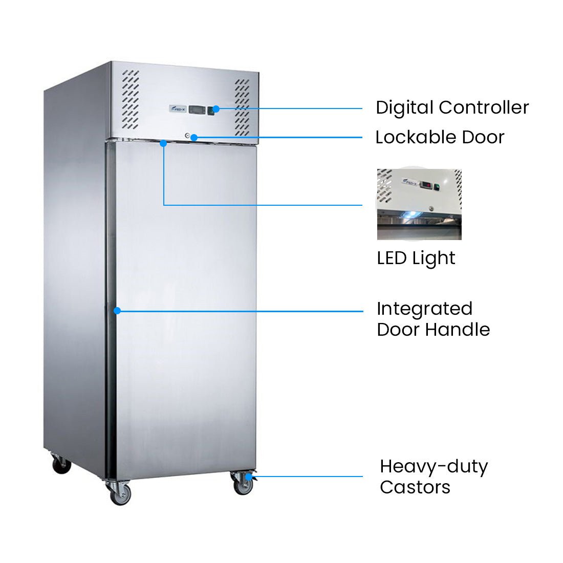FED - X S/S Single Door Upright Fridge 429L XURC400SFV - Commercial Kitchen Appliances