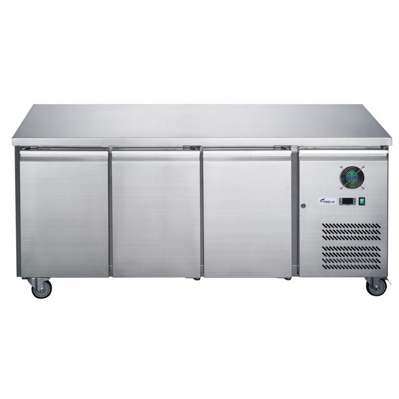FED - X S/S Three Door Bench Freezer XUB6F18S3V - Commercial Kitchen Appliances